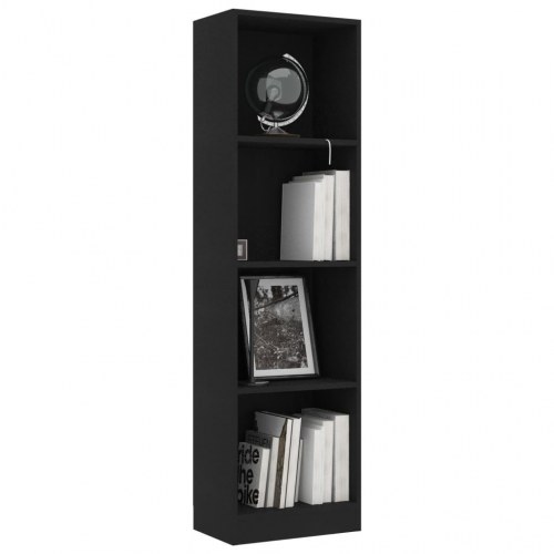 Bogreol 40x24x142 cm 4 hylder konstrueret træ sort