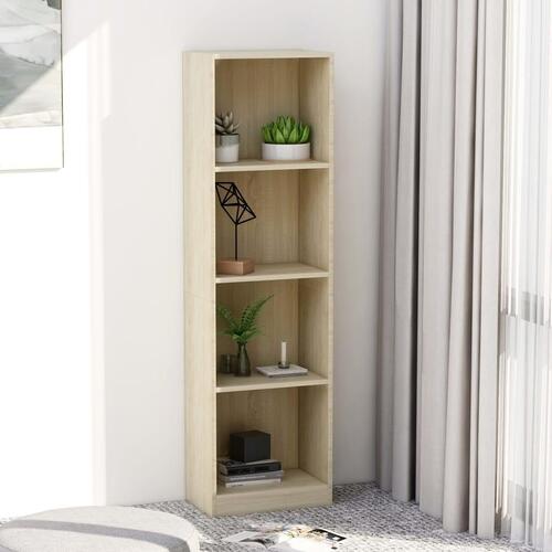 Bogreol med 4 hylder 40x24x142 cm konstrueret træ sonoma-eg