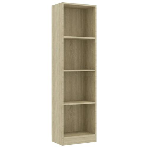 Bogreol med 4 hylder 40x24x142 cm konstrueret træ sonoma-eg