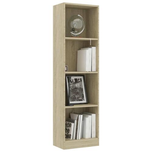 Bogreol med 4 hylder 40x24x142 cm konstrueret træ sonoma-eg
