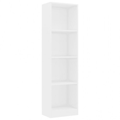 Bogreol 40x24x142 cm 4 hylder konstrueret træ hvid højglans