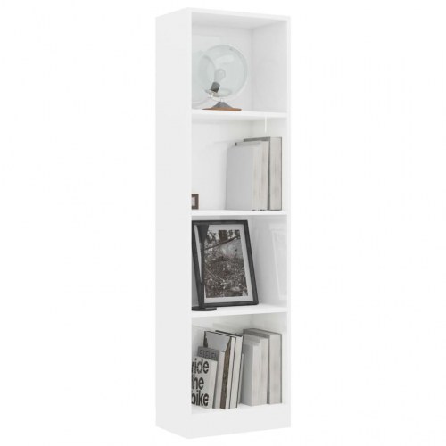 Bogreol 40x24x142 cm 4 hylder konstrueret træ hvid højglans