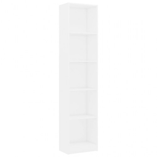 Bogreol med 5 hylder 40x24x175 cm konstrueret træ hvid