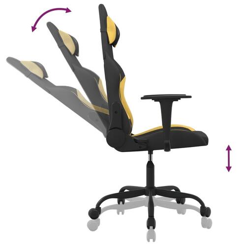 Gamingstol med massagefunktion stof sort og gul