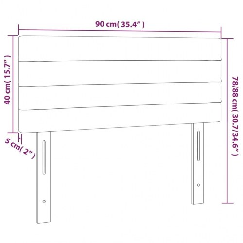 Sengegavl i stof - 90x5x78/88 cm, cremefarvet
