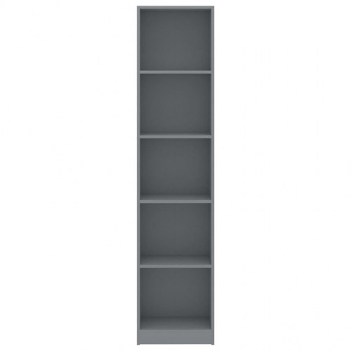 Bogreol med 5 hylder 40x24x175 cm konstrueret træ grå