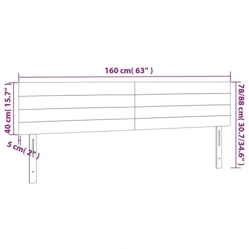 Sengegavl 160 x 5 x 78/88 cm - stof, cremefarvet