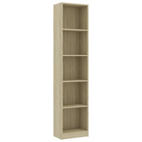 Bogreol med 5 hylder 40x24x175 cm konstrueret træ sonoma-eg