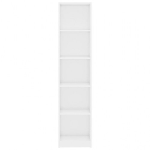 Bogreol med 5 hylder 40x24x175 cm konstrueret træ hvid højglans