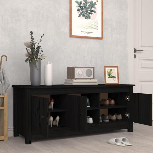 Skoreol 110x38x45,5 cm massivt fyrretræ sort