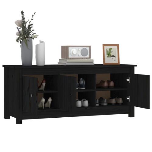 Skoreol 110x38x45,5 cm massivt fyrretræ sort