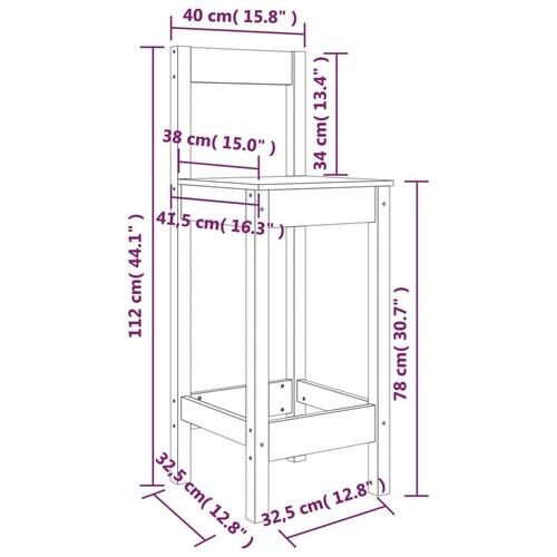 Barstole 2 stk. 40x41,5x112 cm massivt fyrretræ