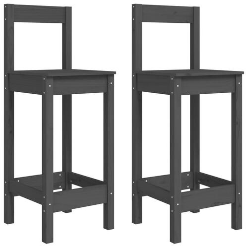 Barstole 2 stk. 40x41,5x112 cm massivt fyrretræ grå