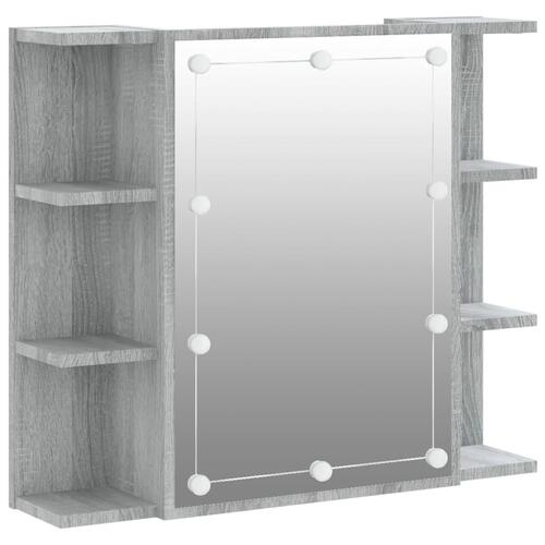 Spejlskab med LED-lys 70x16,5x60 cm grå sonoma-eg