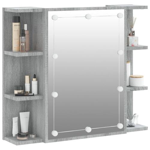Spejlskab med LED-lys 70x16,5x60 cm grå sonoma-eg