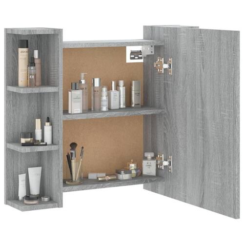 Spejlskab med LED-lys 70x16,5x60 cm grå sonoma-eg