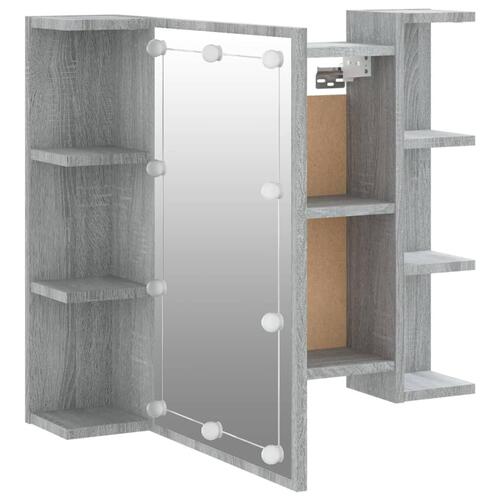 Spejlskab med LED-lys 70x16,5x60 cm grå sonoma-eg