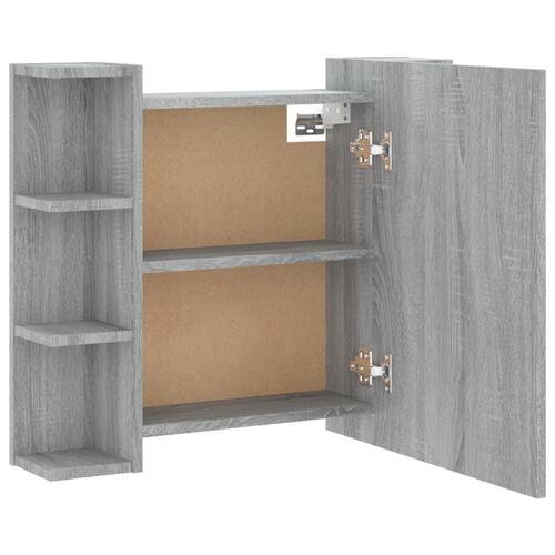 Spejlskab med LED-lys 70x16,5x60 cm grå sonoma-eg