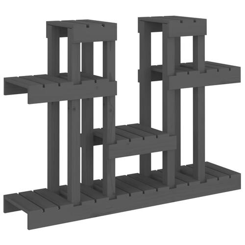 Plantestativ 104,5x25x77,5 cm massivt fyrretræ grå