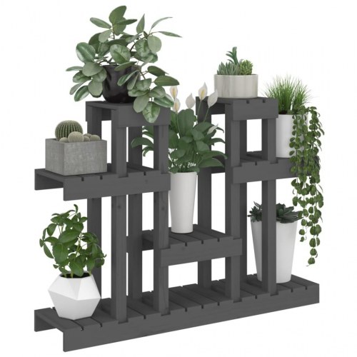 Plantestativ 104,5x25x77,5 cm massivt fyrretræ grå