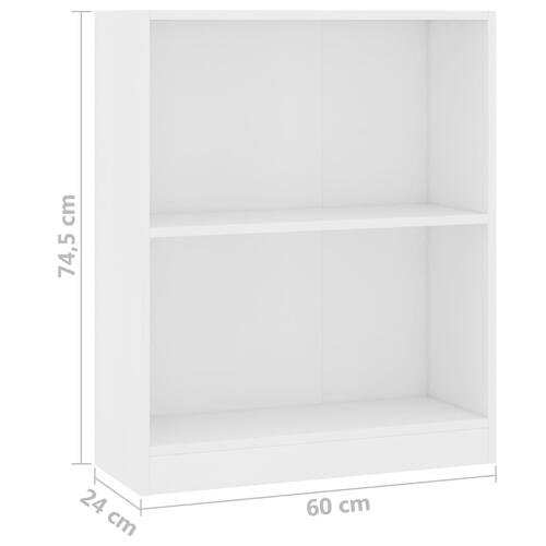 Bogreol 60x24x76 cm konstrueret træ hvid