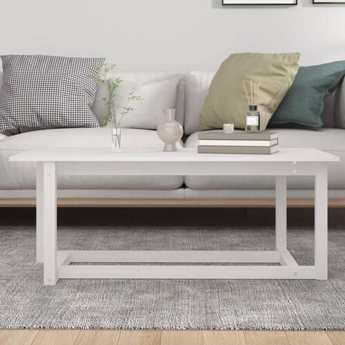 Sofabord 110x55x45 cm massivt fyrretræ hvid