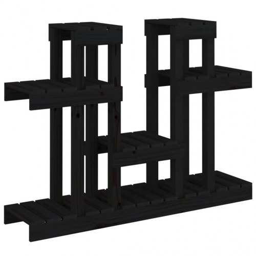 Plantestativ 104,5x25x77,5 cm massivt fyrretræ sort