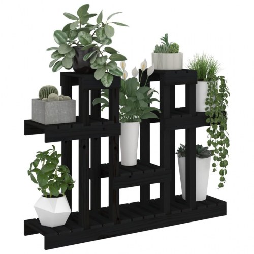 Plantestativ 104,5x25x77,5 cm massivt fyrretræ sort