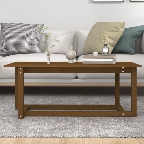 Sofabord 110x55x45 cm massivt fyrretræ gyldenbrun