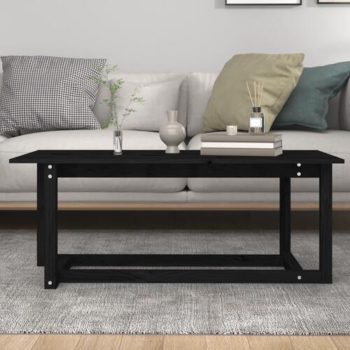 Sofabord 110x55x45 cm massivt fyrretræ sort