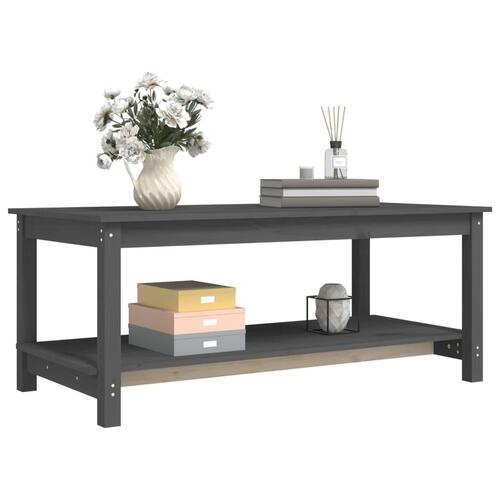 Sofabord 110x55x45 cm massivt fyrretræ grå