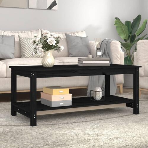 Sofabord 110x55x45 cm massivt fyrretræ sort