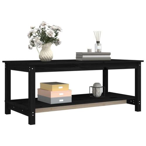 Sofabord 110x55x45 cm massivt fyrretræ sort