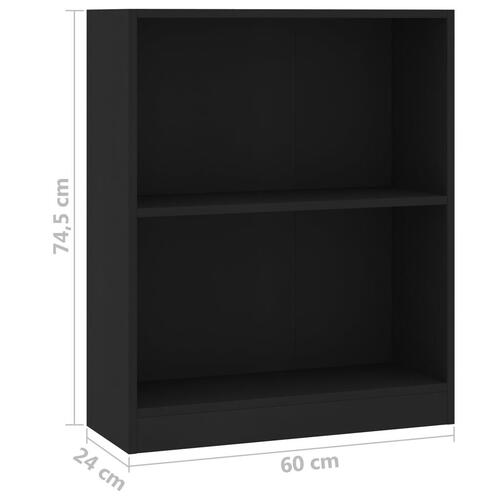 Bogreol 60x24x76 cm konstrueret træ sort