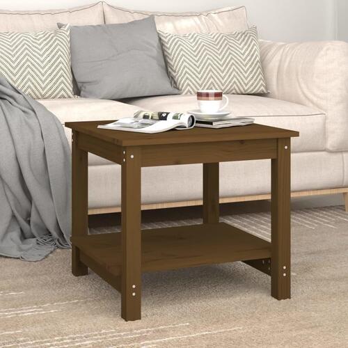 Sofabord 50x50x45 cm massivt fyrretræ gyldenbrun
