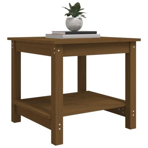 Sofabord 50x50x45 cm massivt fyrretræ gyldenbrun