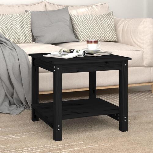Sofabord 50x50x45 cm massivt fyrretræ sort