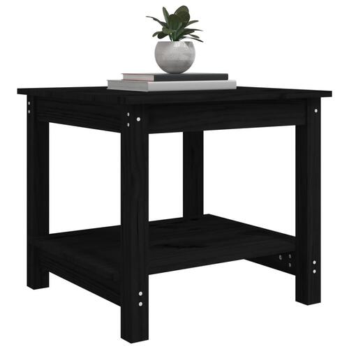 Sofabord 50x50x45 cm massivt fyrretræ sort