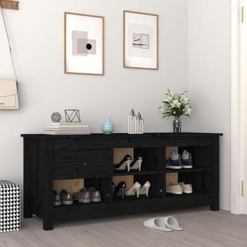 Skoreol 110x38x45,5 cm massivt fyrretræ sort