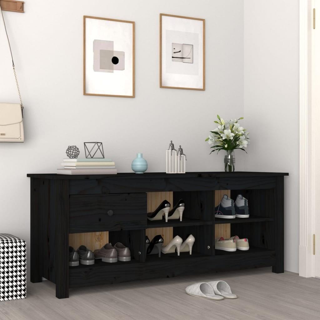Skoreol 110x38x45,5 cm massivt fyrretræ sort