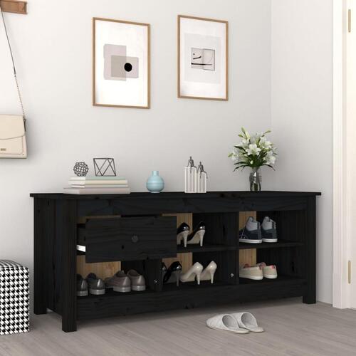 Skoreol 110x38x45,5 cm massivt fyrretræ sort