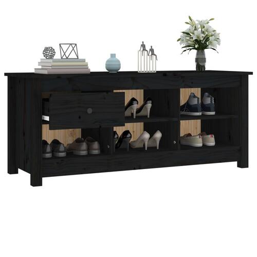 Skoreol 110x38x45,5 cm massivt fyrretræ sort