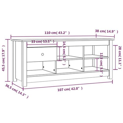 Skoreol 110x38x45,5 cm massivt fyrretræ sort