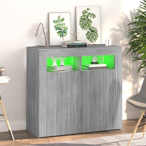 Skænk med LED-lys 80x35x75 cm grå sonoma-eg