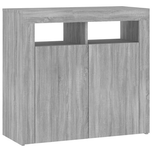 Skænk med LED-lys 80x35x75 cm grå sonoma-eg