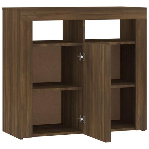 Skænk med LED-lys 80x35x75 cm brun eg