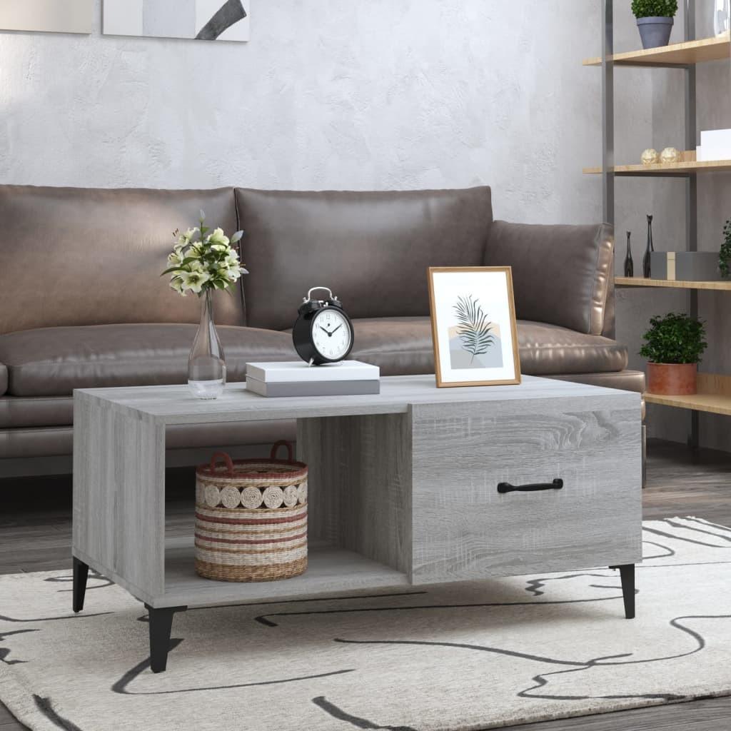 Sofabord 90x50x40 cm konstrueret træ grå sonoma-eg