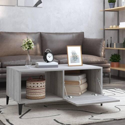 Sofabord 90x50x40 cm konstrueret træ grå sonoma-eg