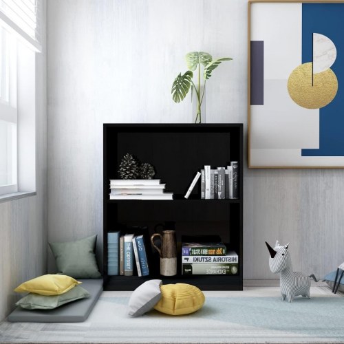 Bogreol 60x24x76 cm konstrueret træ sort højglans