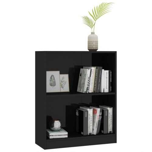 Bogreol 60x24x76 cm konstrueret træ sort højglans